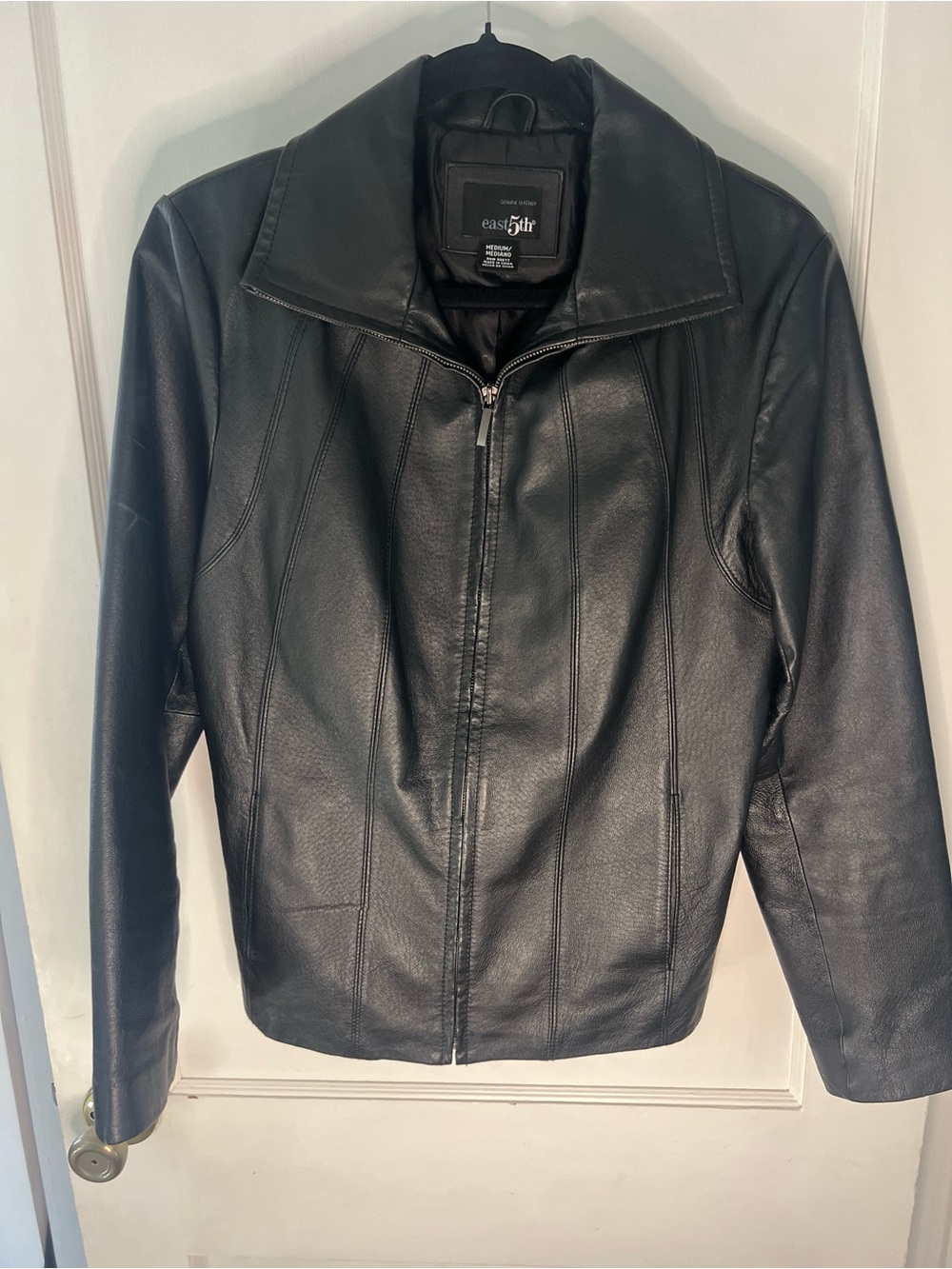 East 5th Black Leather Zip-Front Jacket